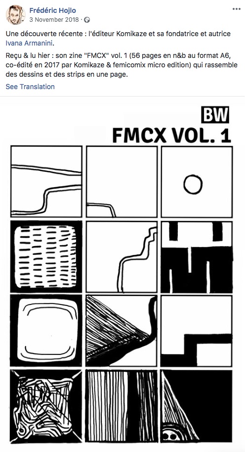 FMCX - black & white zine, discovered by Frederic Hojlo, french comic journalist